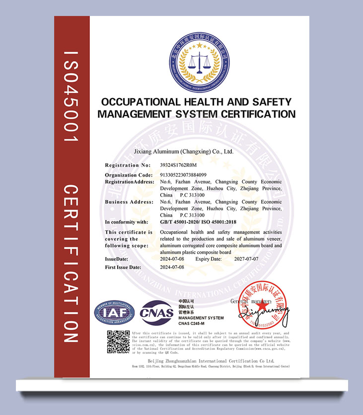 OCCUPATIONAL  HEALTH  AND  SAFETY MANAGEMENT  SYSTEM  CERTIF
